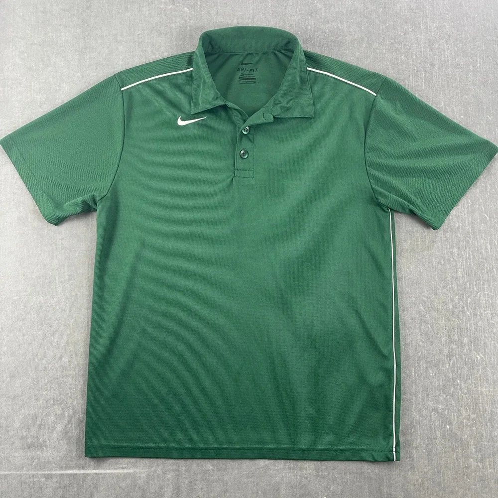 Nike Mens Small Green Polo Shirt Dri-Fit Short Sleeve‎ Performance